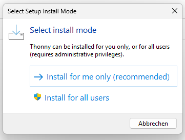 Installationsmodus wählen